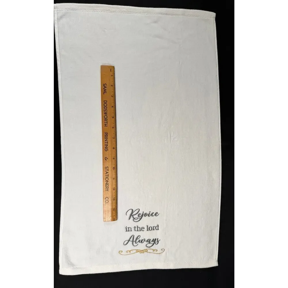 Rejoice in the Lord Always Embroidered Hand Towel 100% Cotton